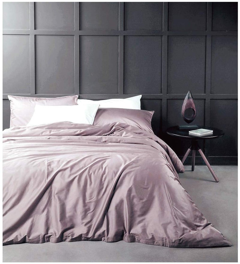 Eikei Solid Color Egyptian Cotton Duvet Cover Luxury Bedding Set High Thread Count Long Staple Sateen Weave Silky Soft Breathable Pima Quality Bed Linen (Queen, Mauve) - Image 1